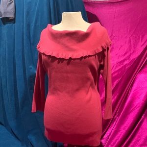 Cable and Gauge size M fuchsia 3/4 length sweater with overhanging neck …